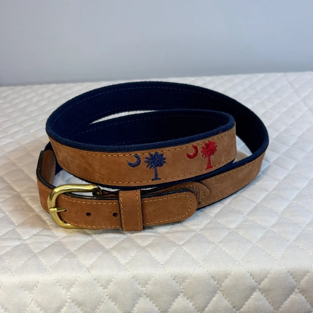 Zep-Pro Canvas and Leather Belt South Carolina Moon and Palm Tree Designs